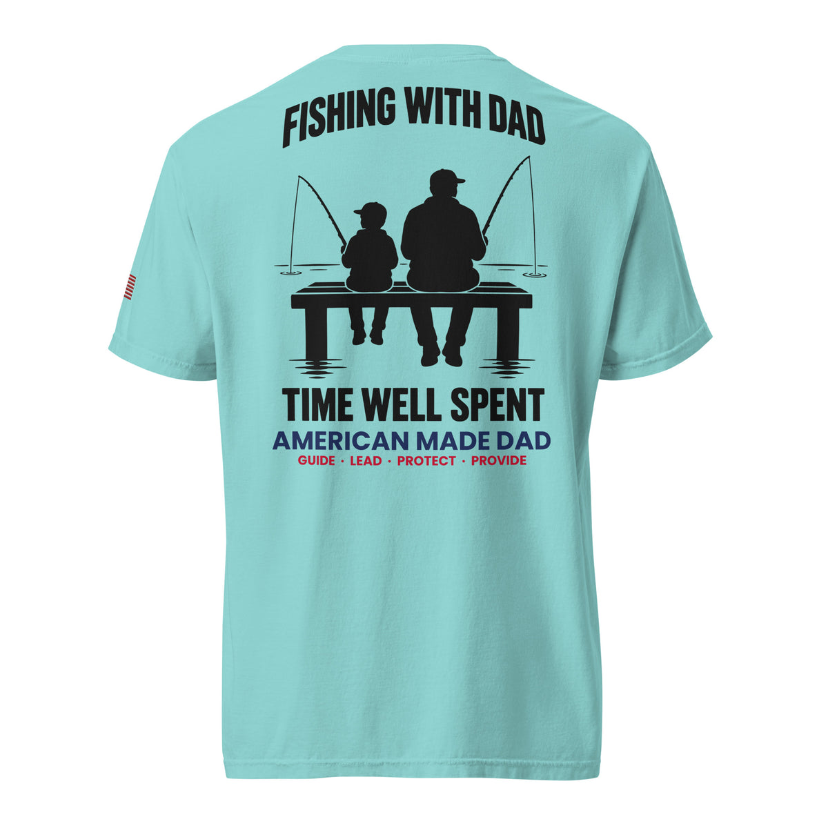 Fishing With Dad t-shirt back design, Lagoon Blue