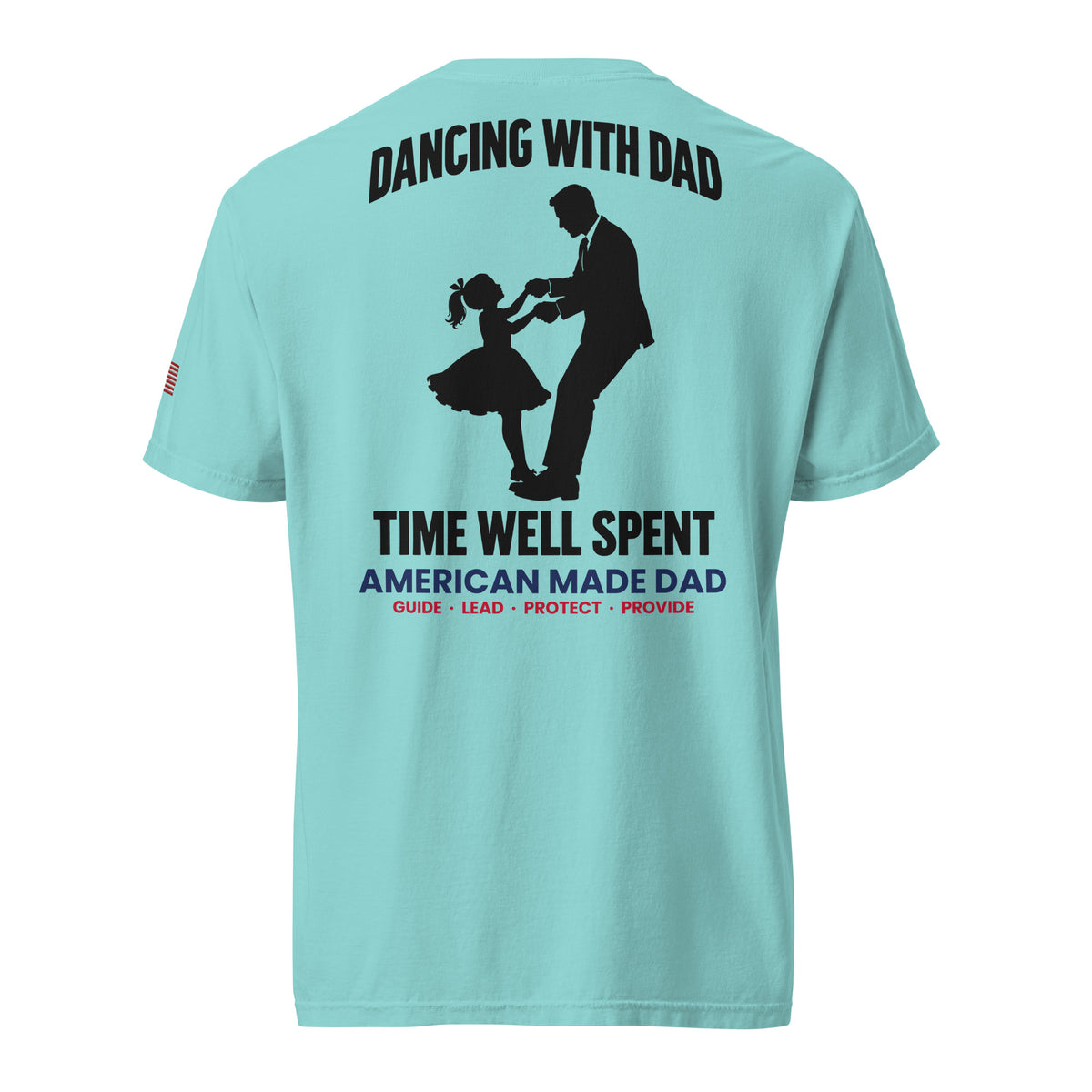 Dancing With Dad t-shirt back design, Lagoon Blue