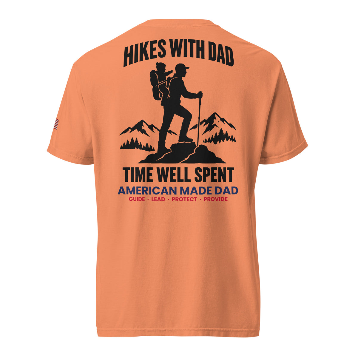 Hikes With Dad t-shirt back design, Terracotta