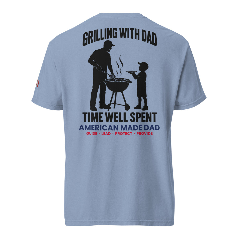 Grilling With Dad t-shirt back design, Washed Denim