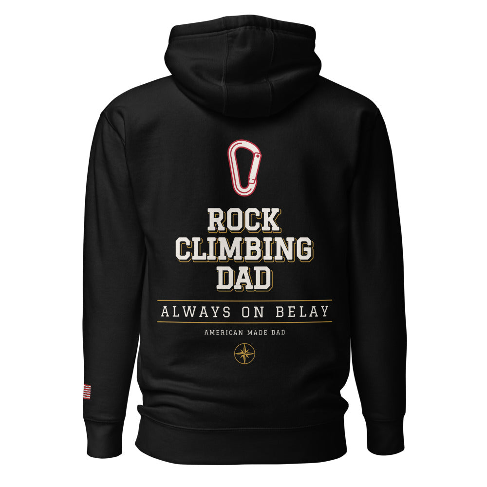 Rock Climbing Dad hoodie back Black