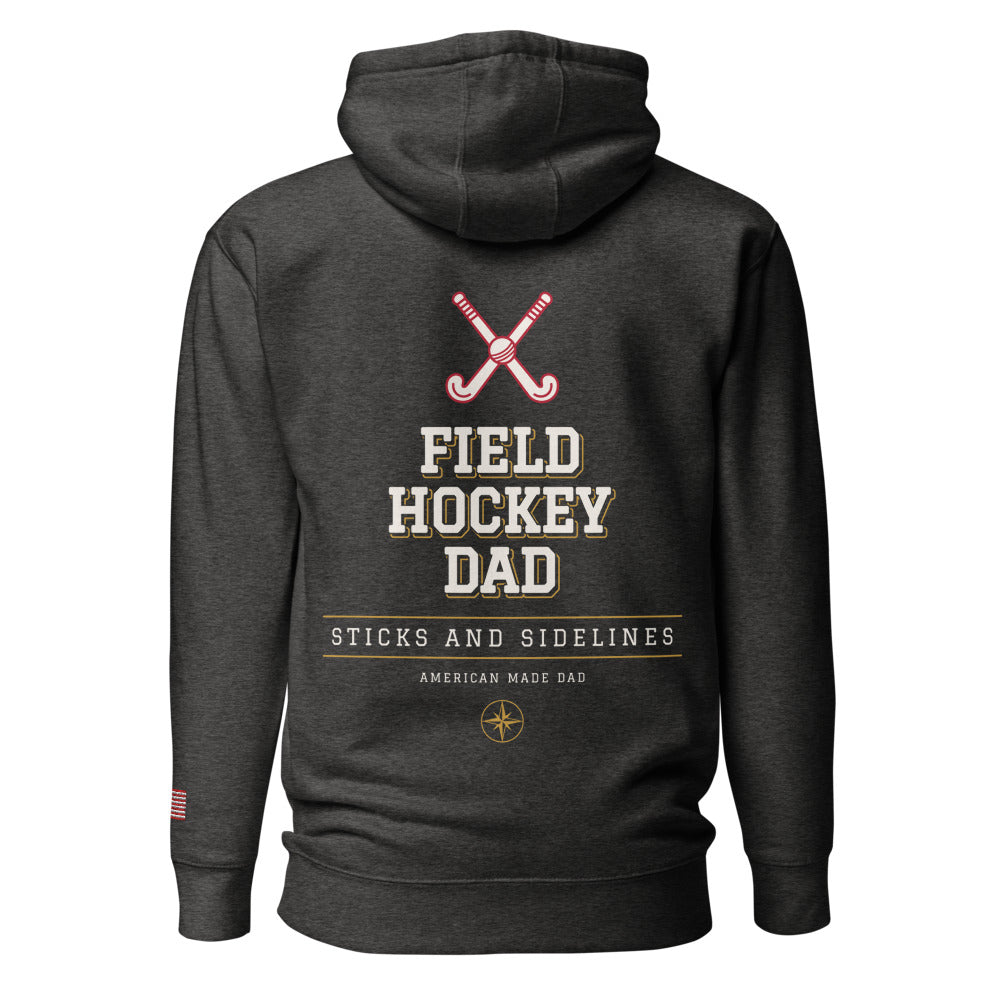 Field Hockey Dad hoodie back Charcoal Heather