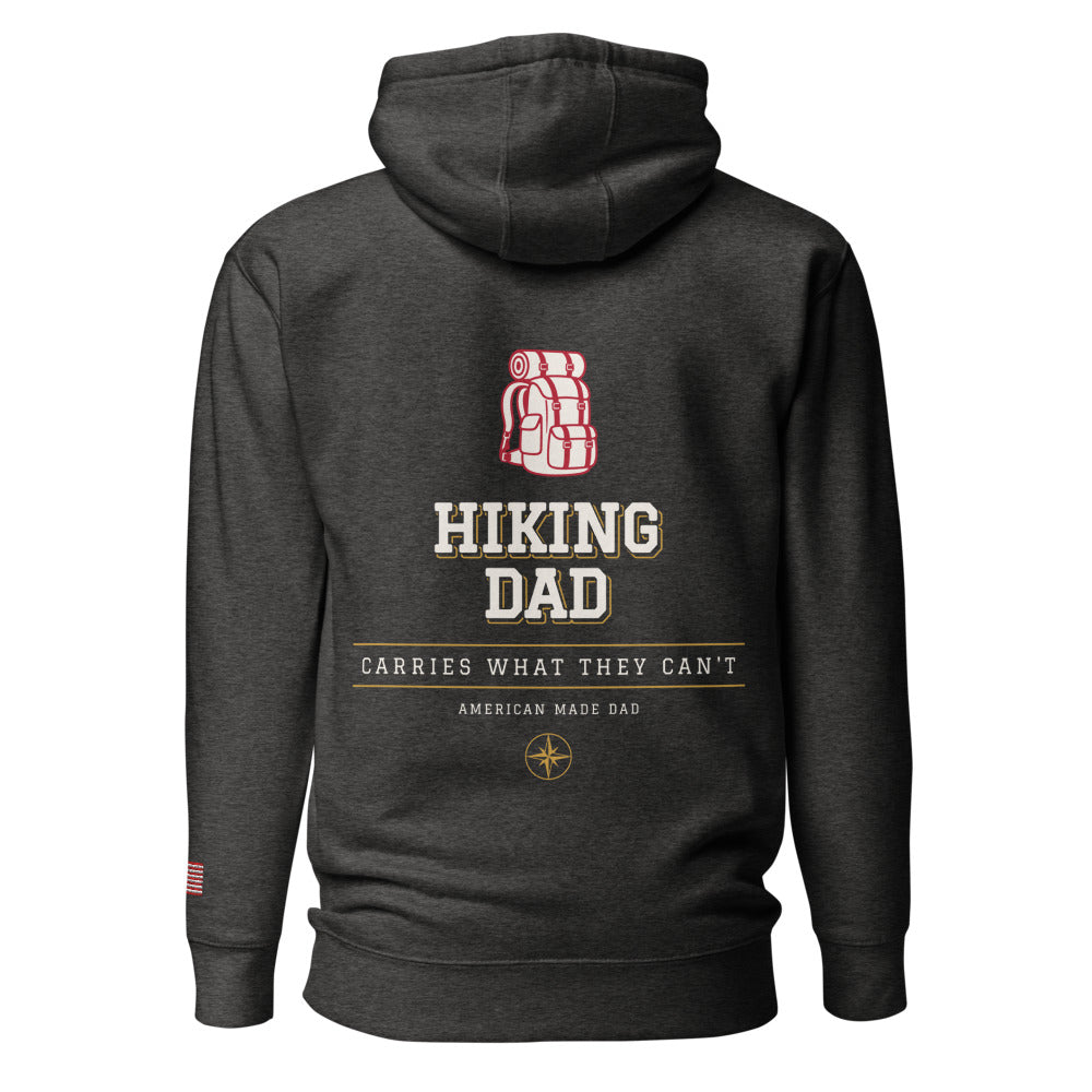 Hiking Dad hoodie back Charcoal Heather