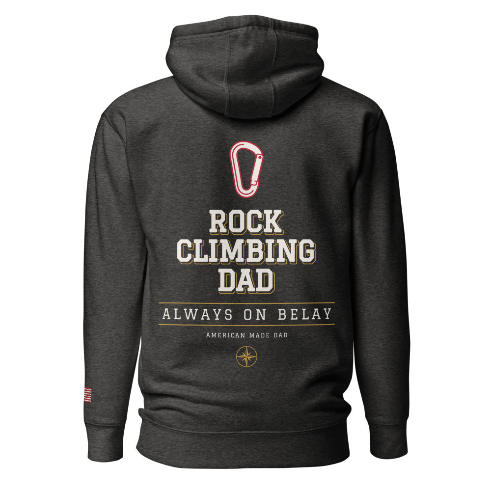 Rock Climbing Dad hoodie back Charcoal Heather