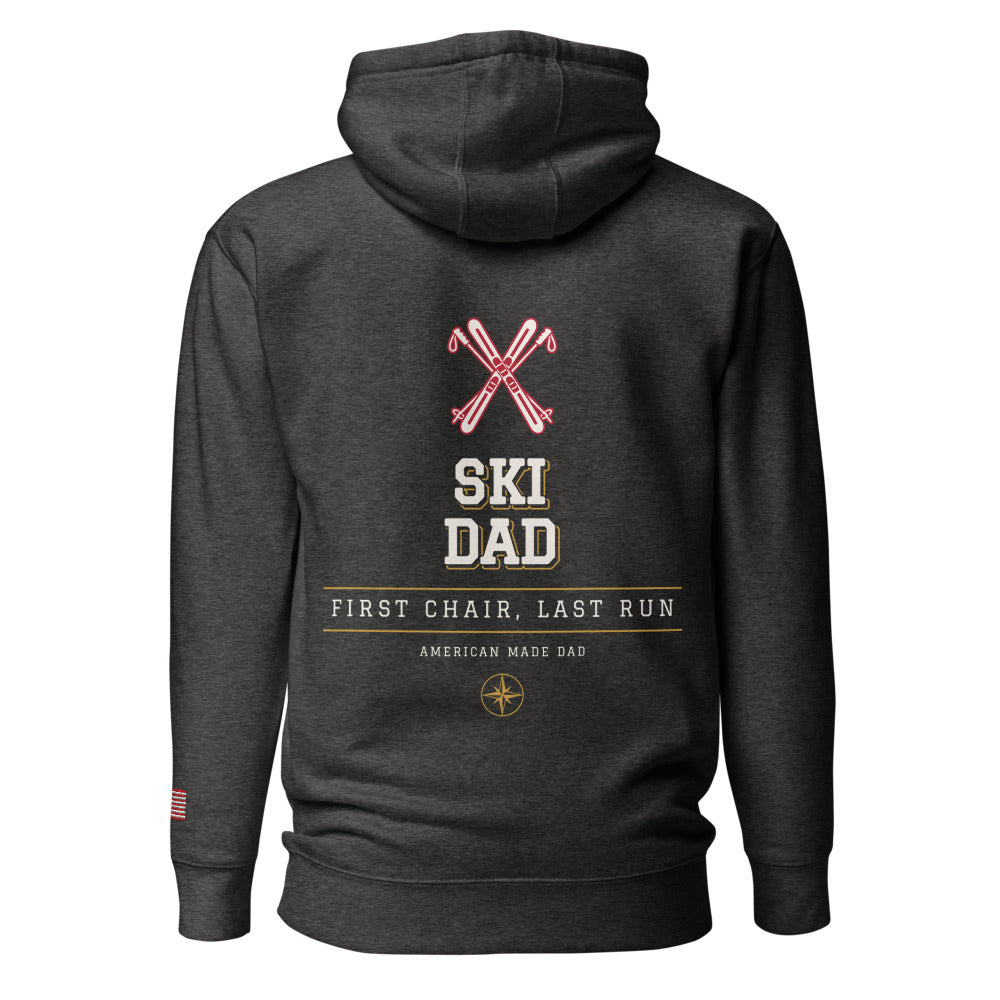 Ski Dad hoodie back Charcoal Heather