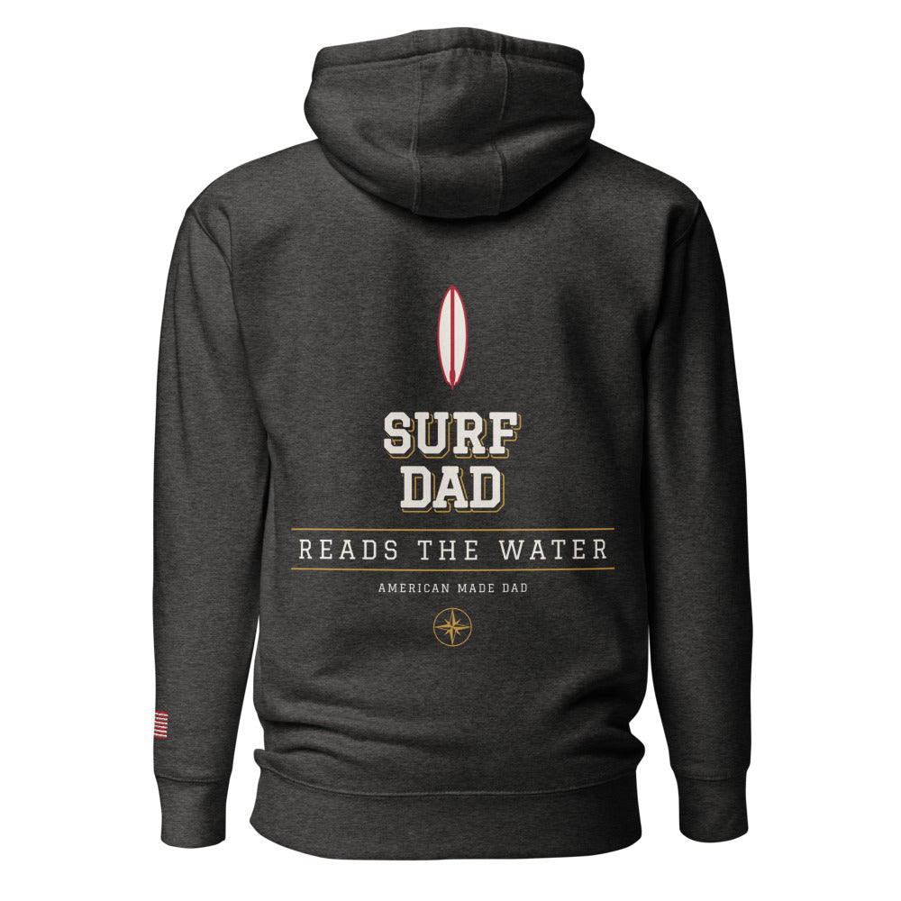 Surf Dad hoodie back Charcoal Heather