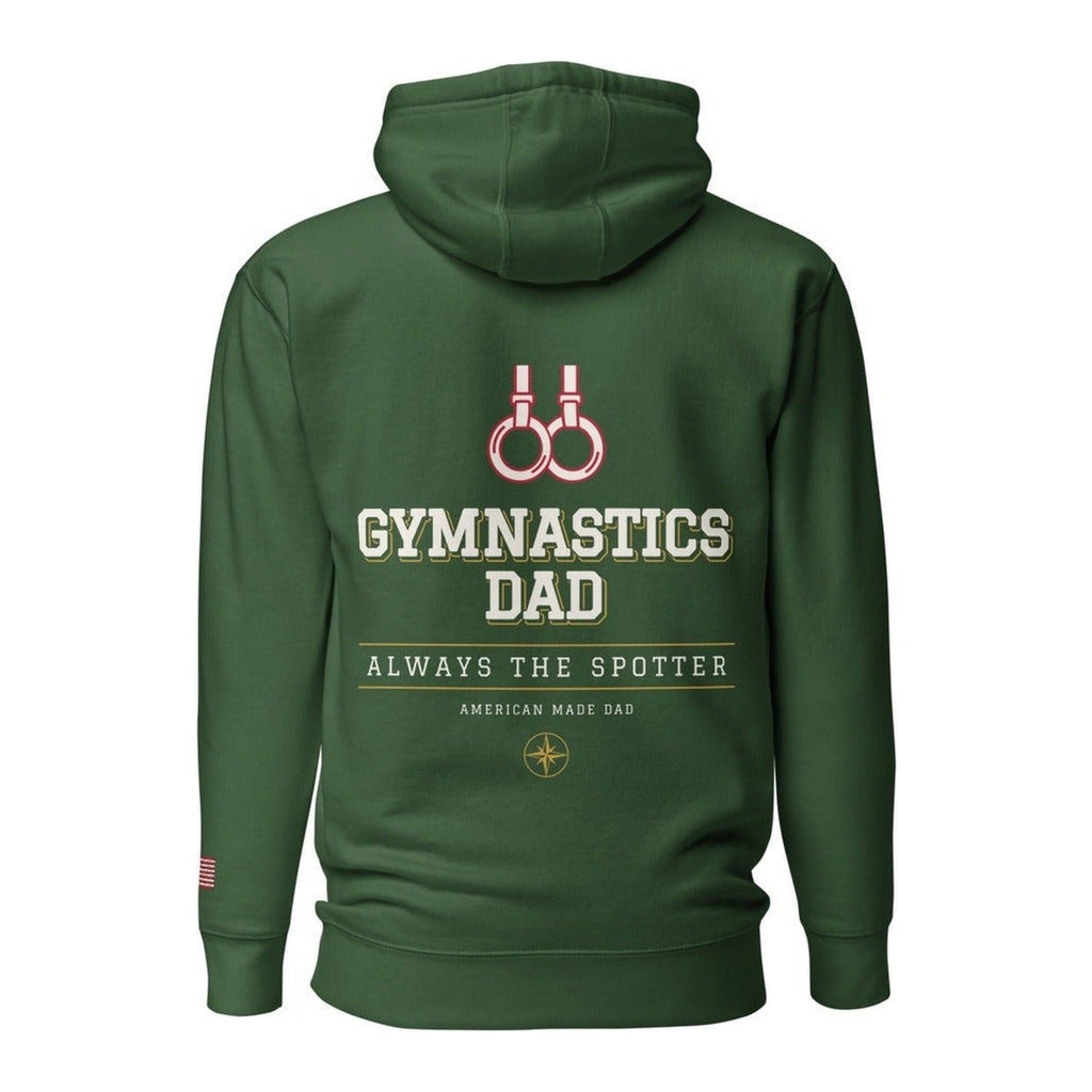 Gymnastics Dad hoodie back Forest Green