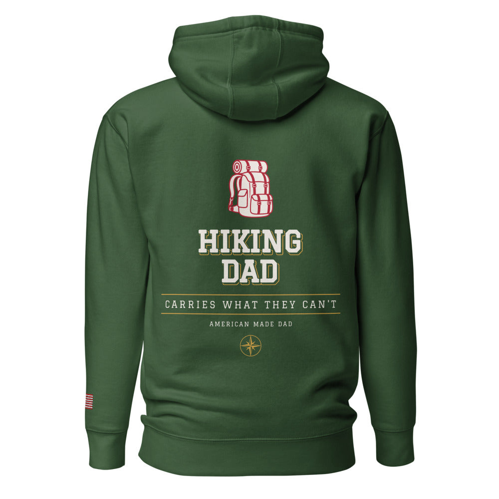 Hiking Dad hoodie back Forest Green