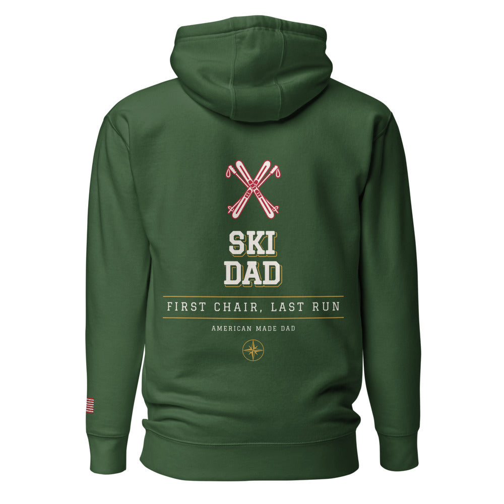 Ski Dad hoodie back Forest Green