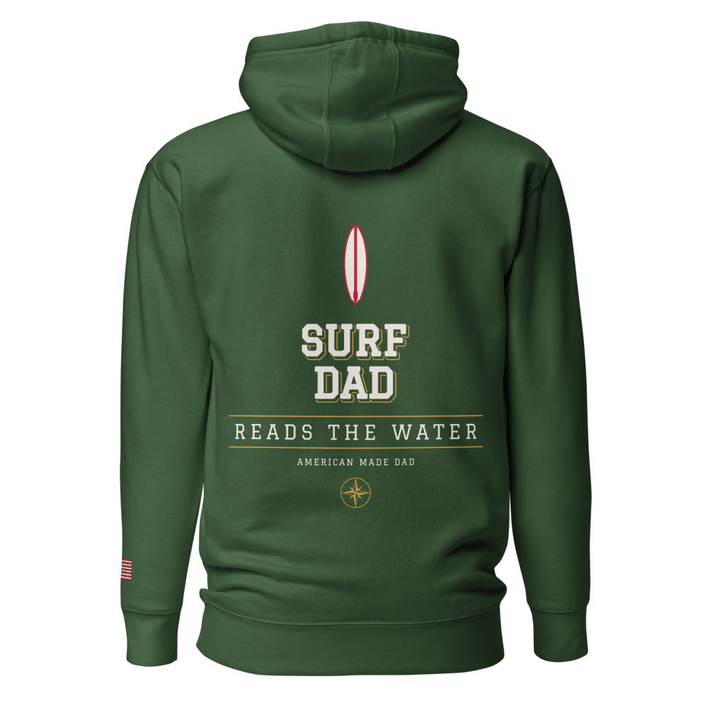 Surf Dad hoodie back Forest Green
