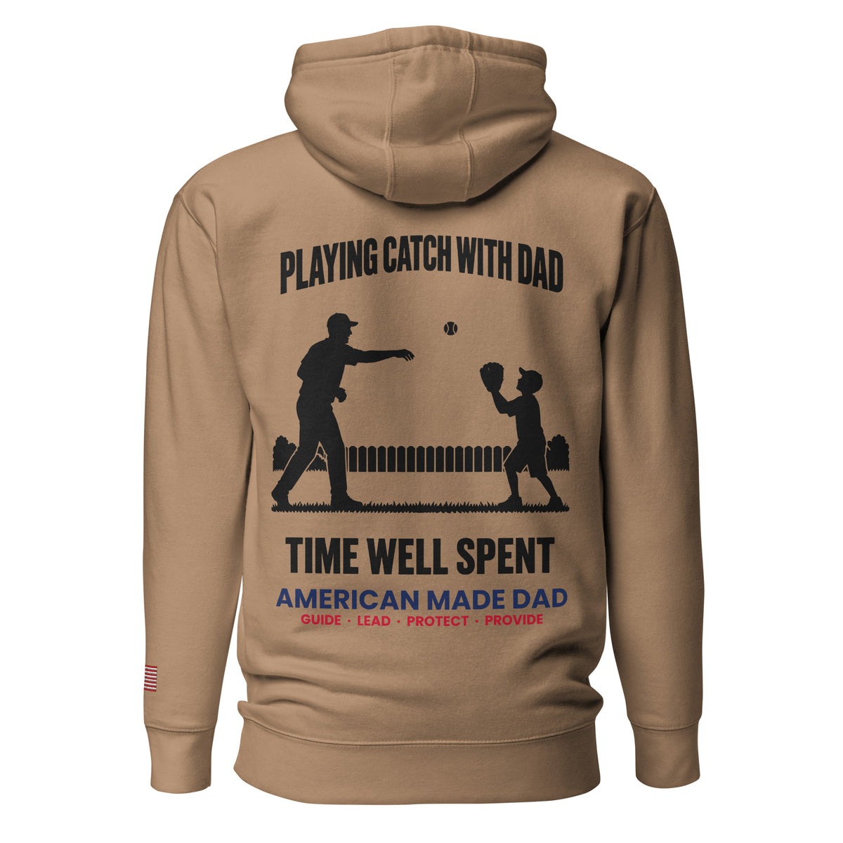 Playing Catch With Dad hoodie back design, Latte