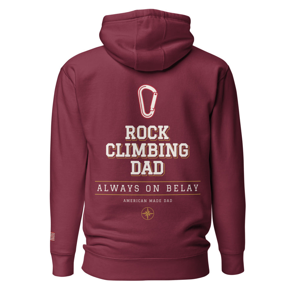 Rock Climbing Dad hoodie back Maroon