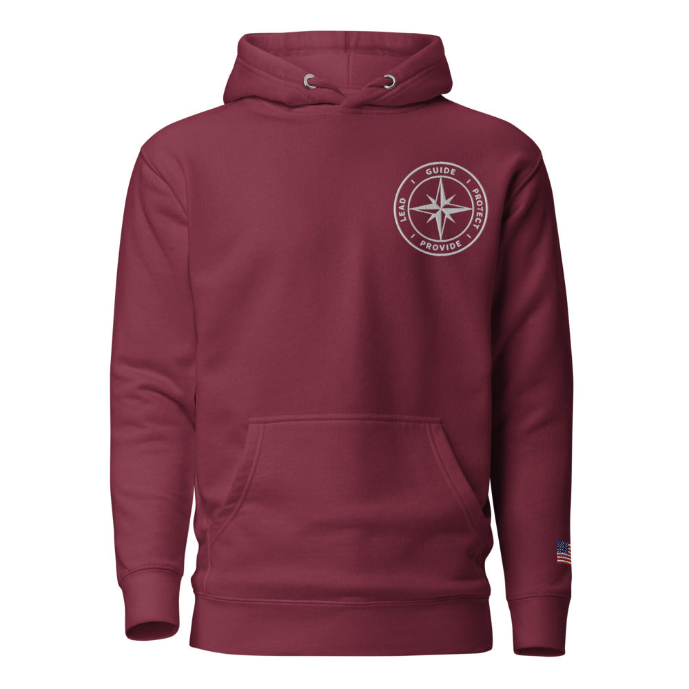 Surf Dad hoodie front Maroon