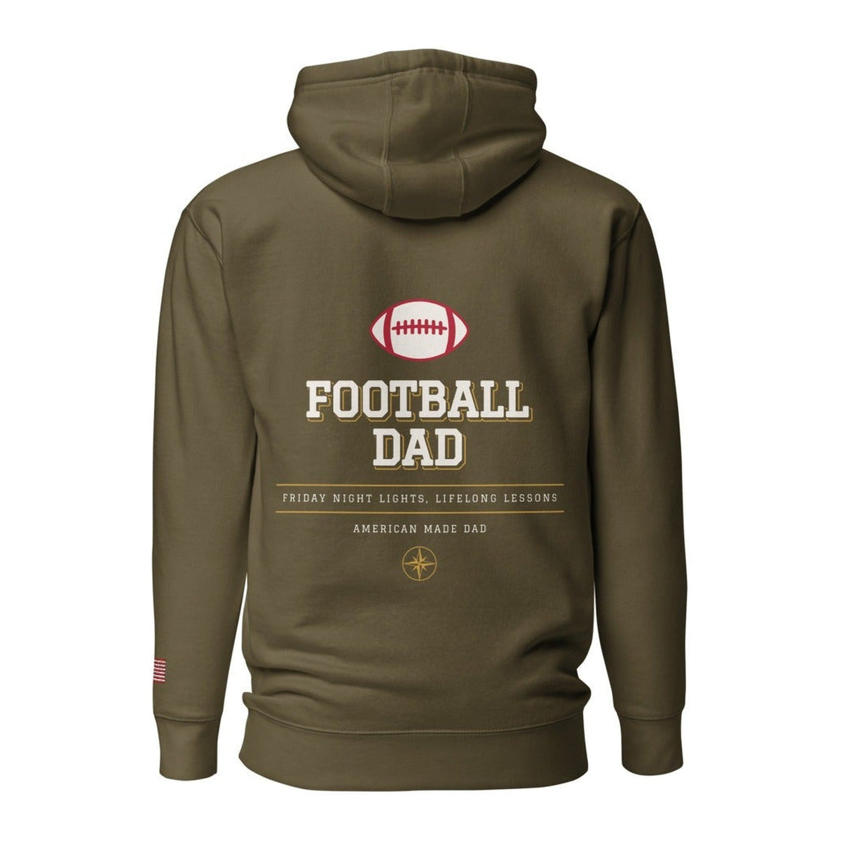Football Dad hoodie back Military Green