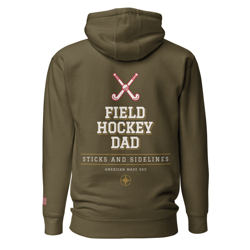 Field Hockey Dad hoodie back Military Green