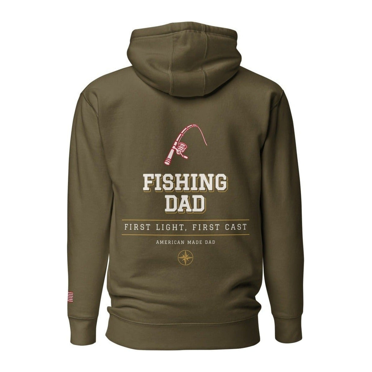 Fishing Dad hoodie back Military Green