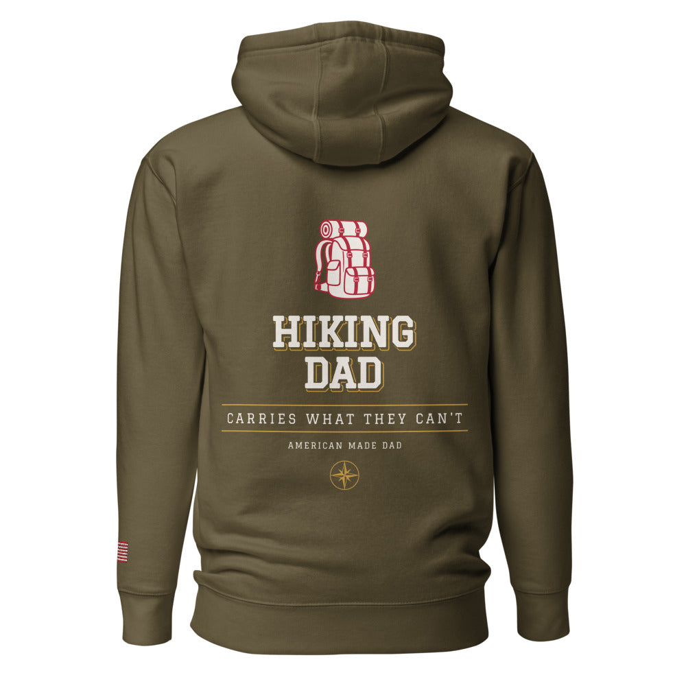 Hiking Dad hoodie back Military Green