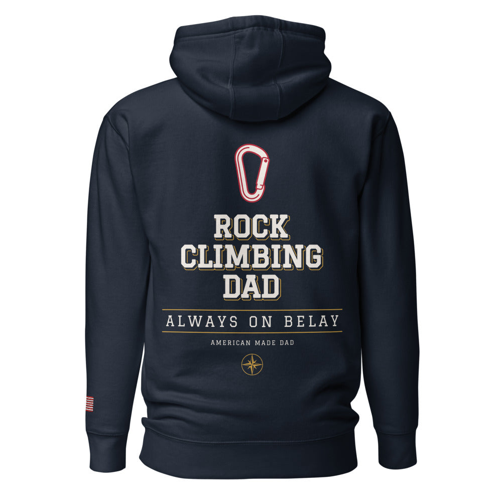 Rock Climbing Dad hoodie back Navy Blazer