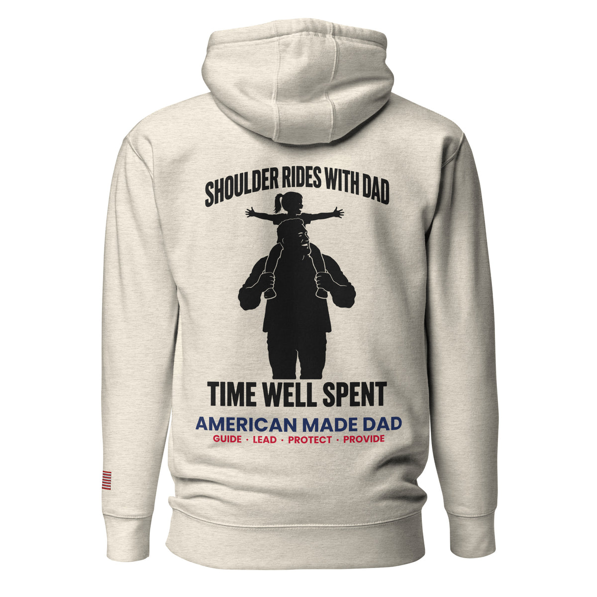 Shoulder Rides With Dad hoodie back design, Oatmeal Heather