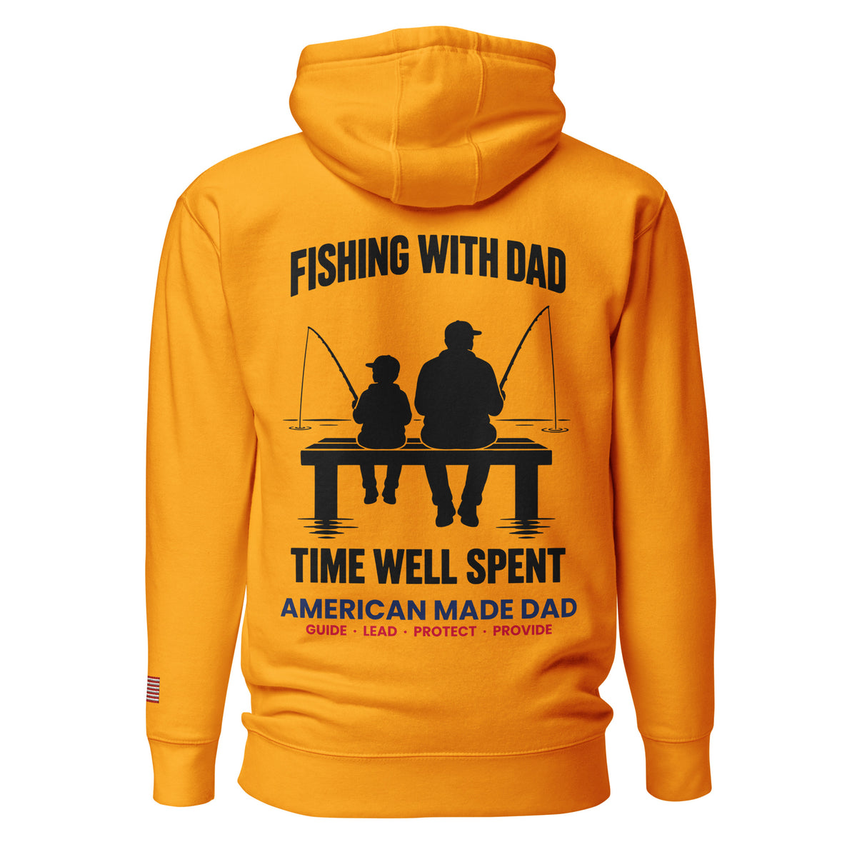 Fishing With Dad hoodie back design, Team Gold
