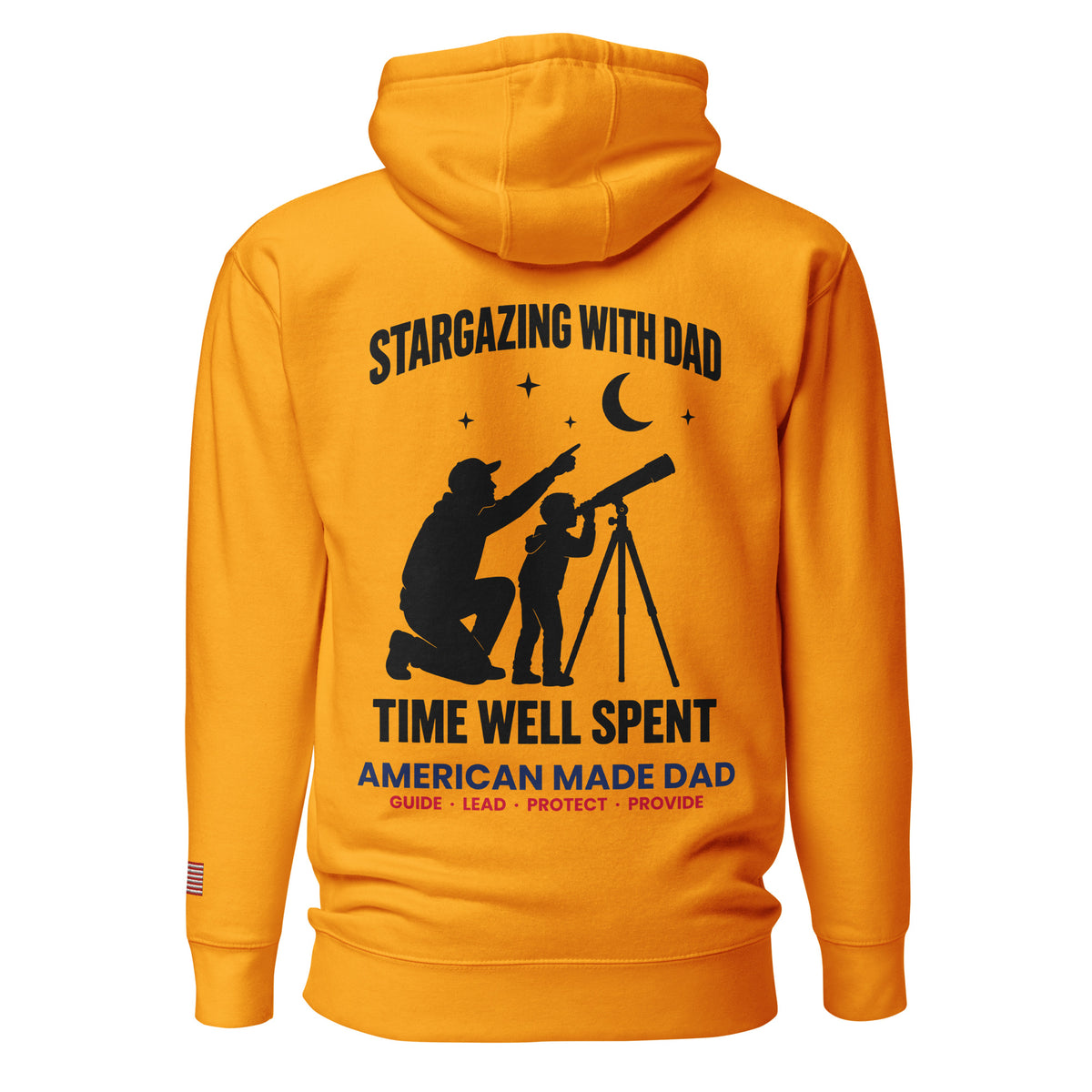 Stargazing With Dad hoodie back design, Team Gold