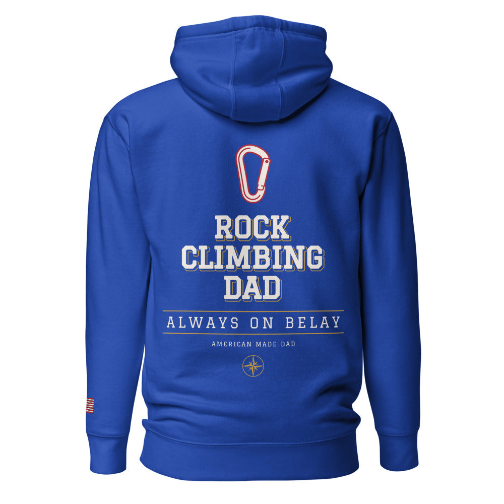 Rock Climbing Dad hoodie back Team Royal
