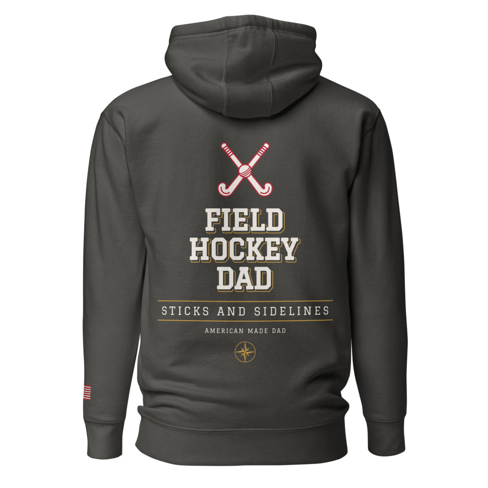 Field Hockey Dad hoodie back Vintage Black