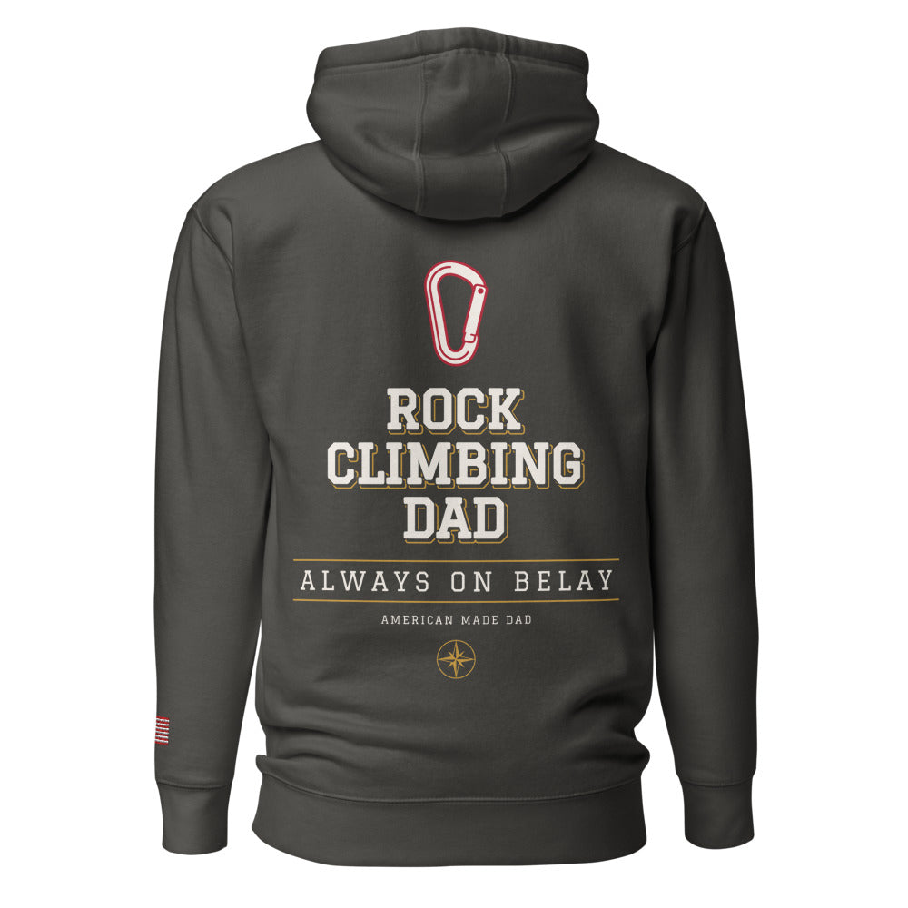 Rock Climbing Dad hoodie back Vintage Black