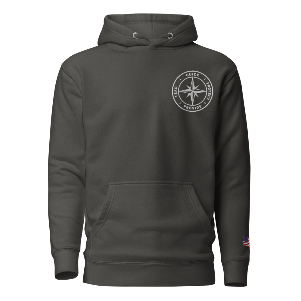 Rock Climbing Dad hoodie front Vintage Black